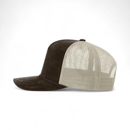 Left side view of Richardson 930 custom hat in brown and sand
