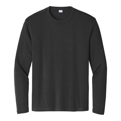 Sport-Tek ST350LS custom long sleeve t-shirt in black, front view