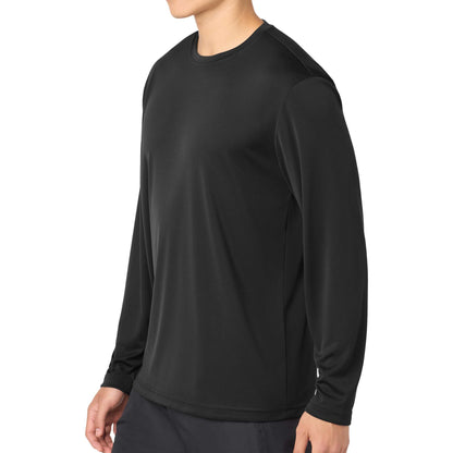 Sport-Tek ST350LS custom long sleeve t-shirt in black, left side view