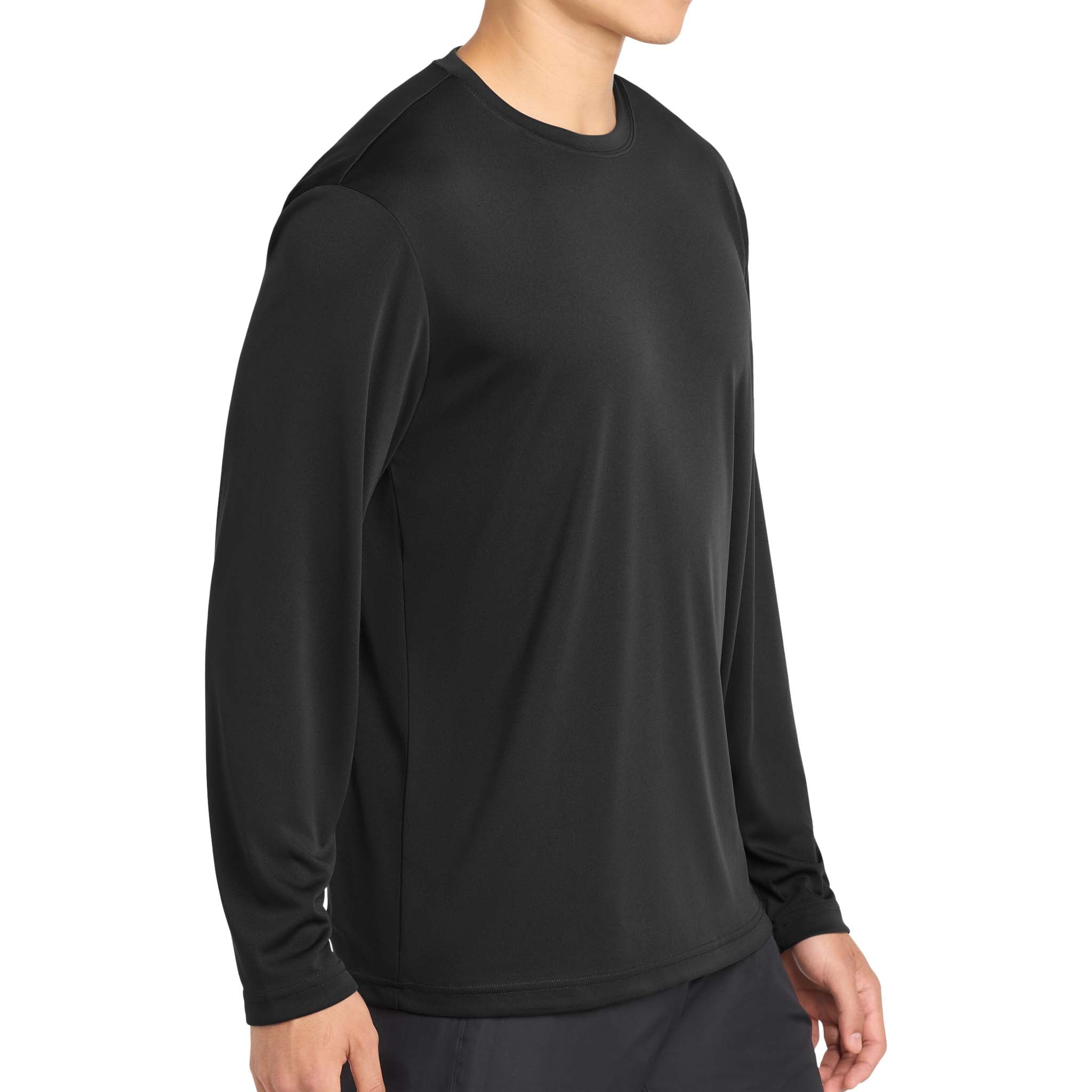 Sport-Tek ST350LS custom long sleeve t-shirt in black, right side view