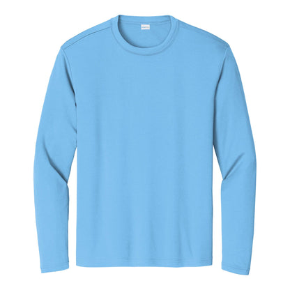 Sport-Tek ST350LS custom long sleeve t-shirt in carolina blue, front view