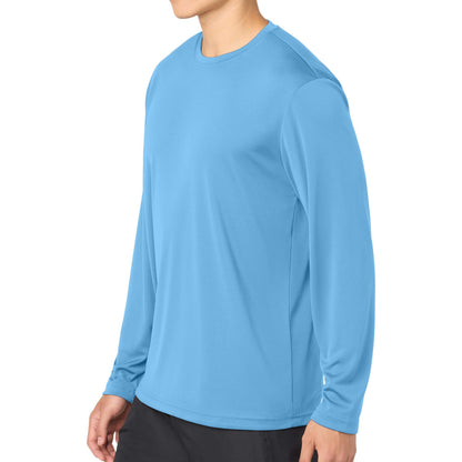 Sport-Tek ST350LS custom long sleeve t-shirt in carolina blue, left side view