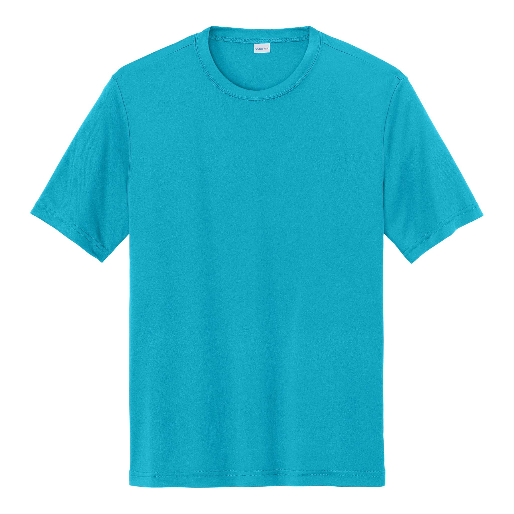Sport-Tek ST350 custom short sleeve t-shirt in atomic blue, front view