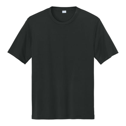 Sport-Tek ST350 custom short sleeve t-shirt in black, front view