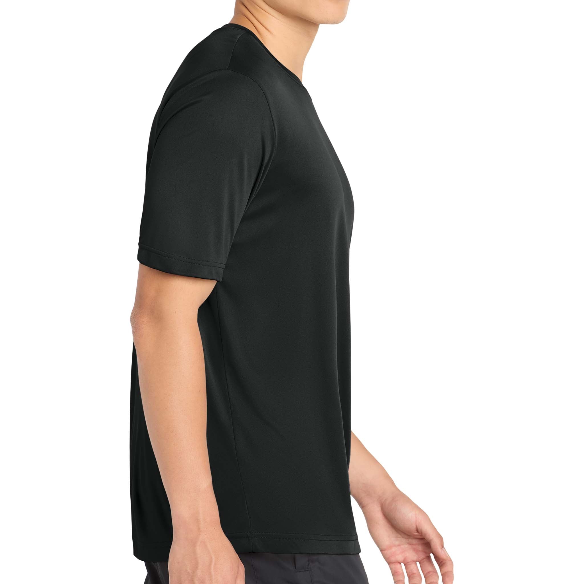 Sport-Tek ST350 custom short sleeve t-shirt in black, right side view