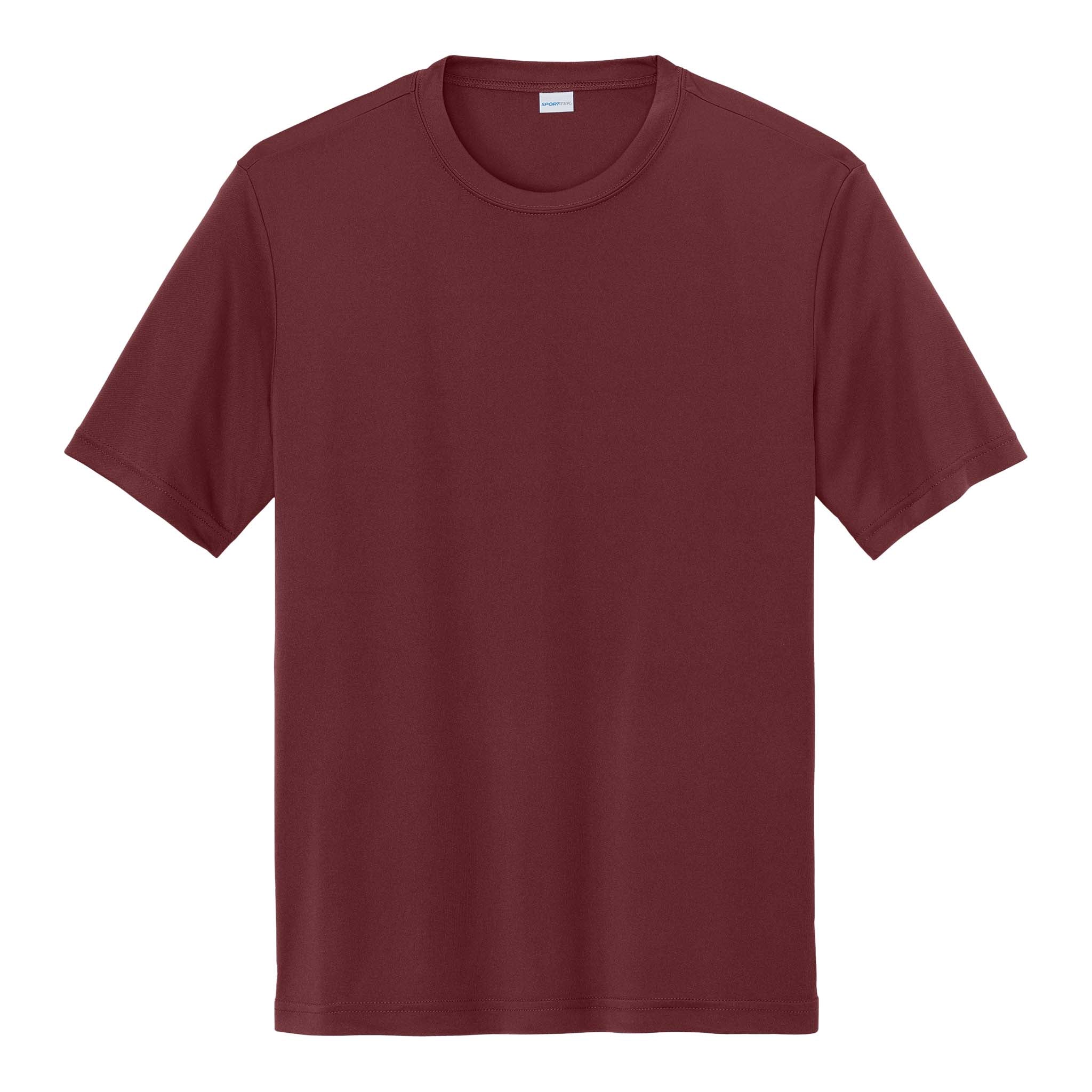 Sport-Tek ST350 custom short sleeve t-shirt in cardinal, front view