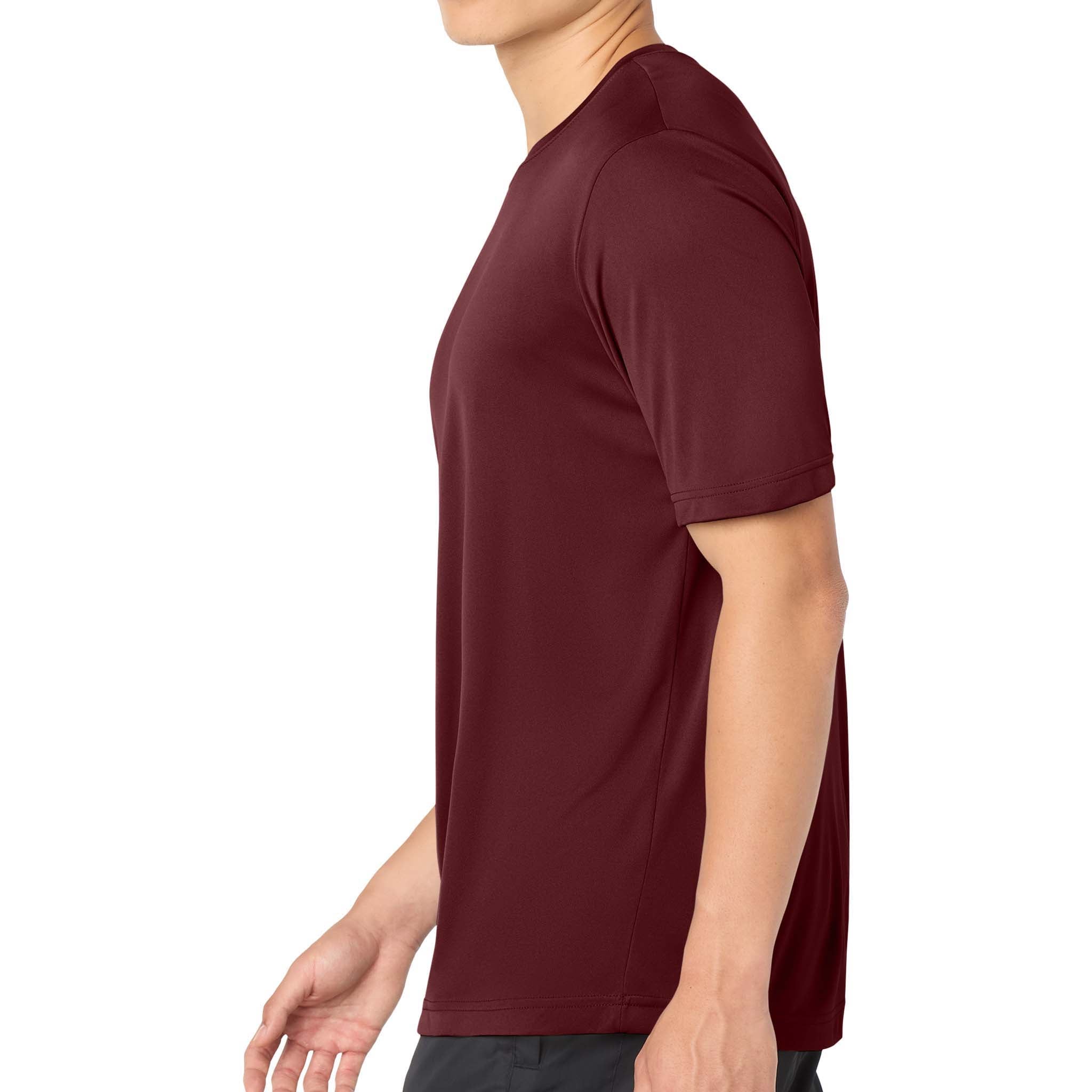 Sport-Tek ST350 custom short sleeve t-shirt in cardinal, left side view