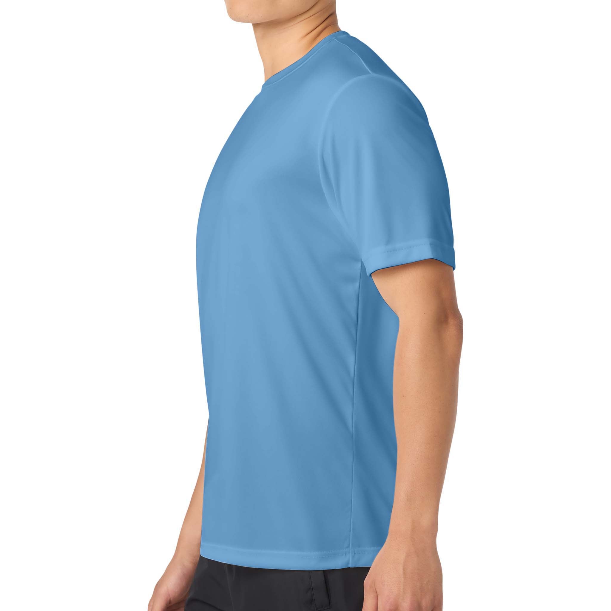 Sport-Tek ST350 custom short sleeve t-shirt in carolina blue, left side view