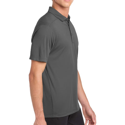 Sport-Tek ST520 custom polo in dark smoke grey, right side view
