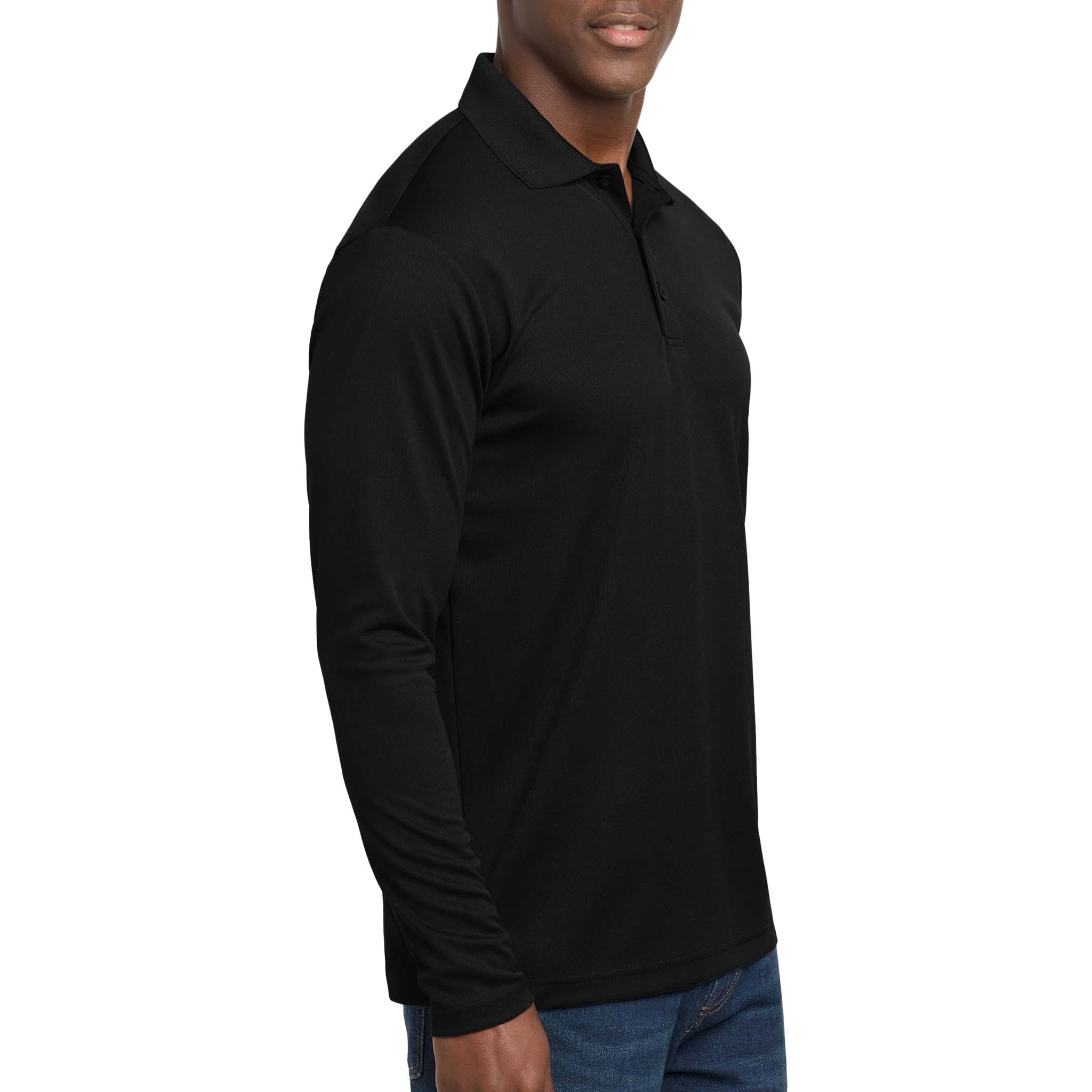 Sport-Tek ST640LS custom polo in black, right side view