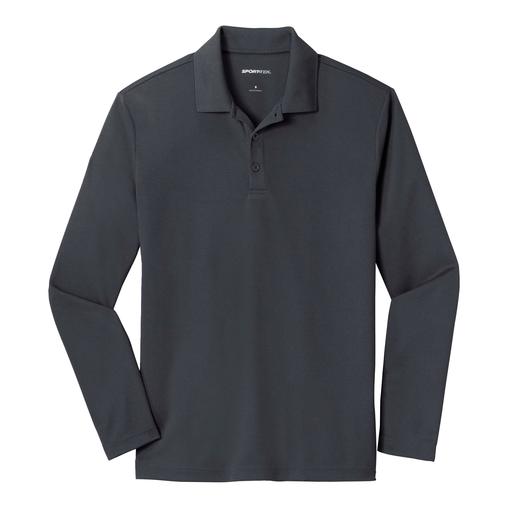 Sport-Tek ST640LS custom polo in graphite, front view
