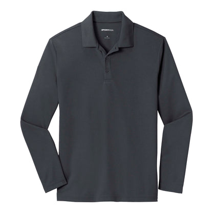 Sport-Tek ST640LS custom polo in graphite, front view