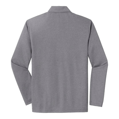 Sport-Tek ST640LS custom polo in grey heather, back view