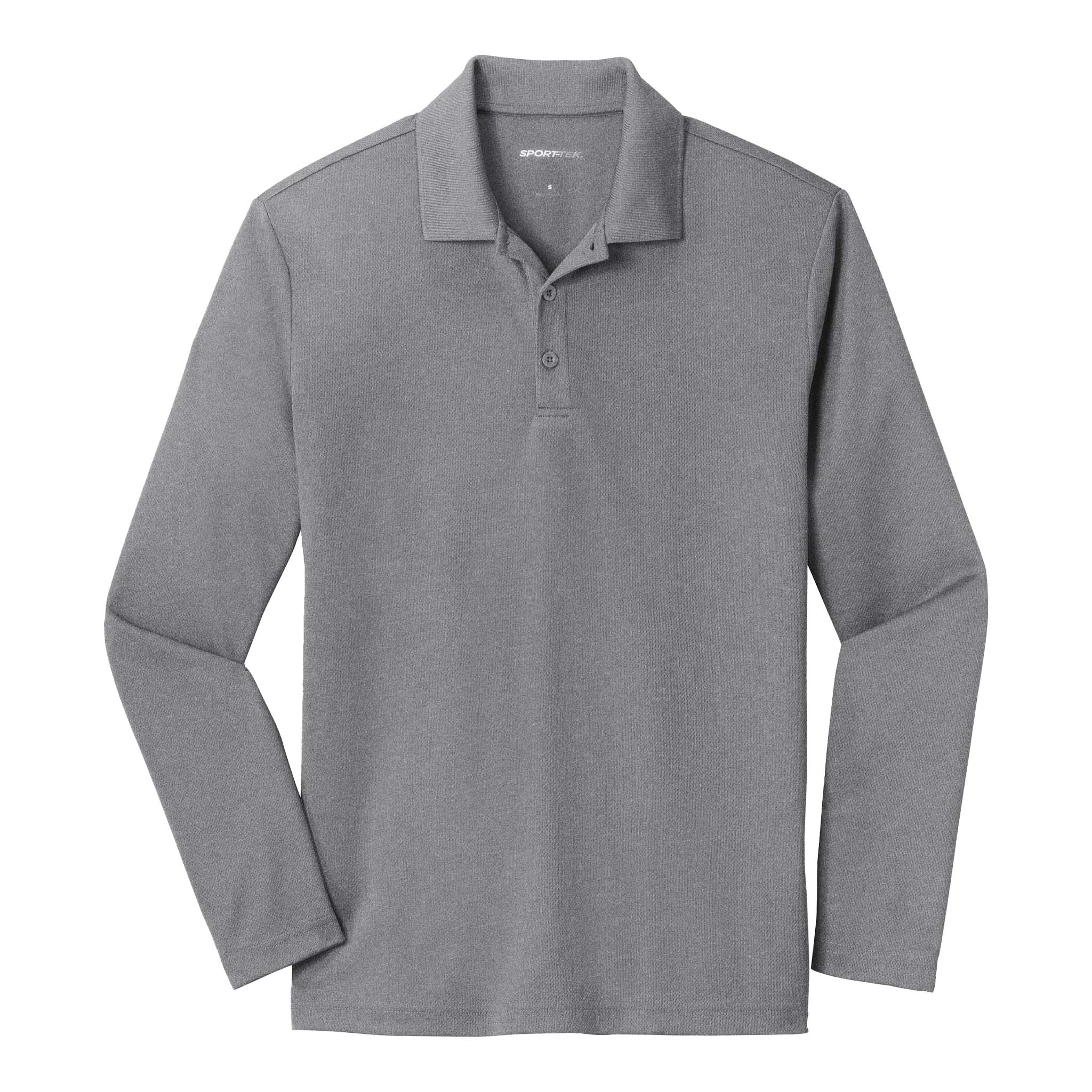 Sport-Tek ST640LS custom polo in grey heather, front view