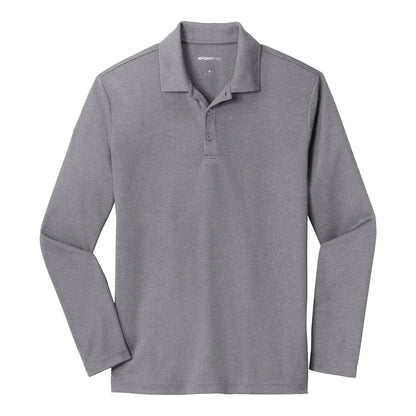 Sport-Tek ST640LS custom polo in grey heather, front view