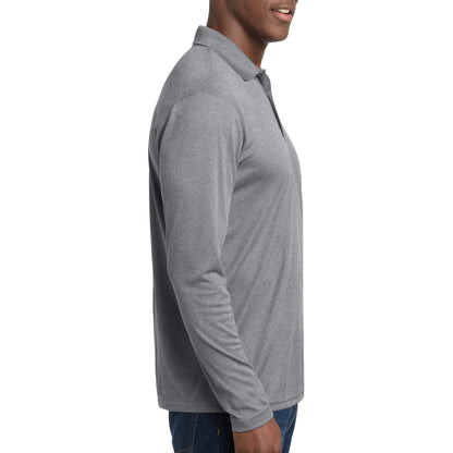 Sport-Tek ST640LS custom polo in grey heather, right side view