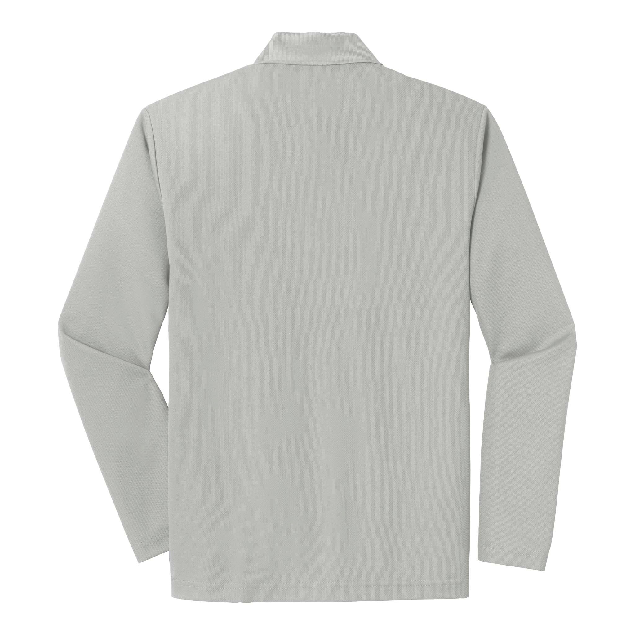 Sport-Tek ST640LS custom polo in silver, back view