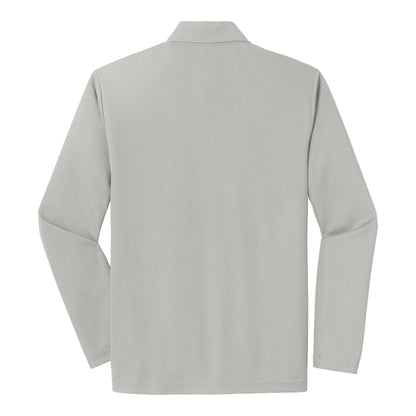 Sport-Tek ST640LS custom polo in silver, back view