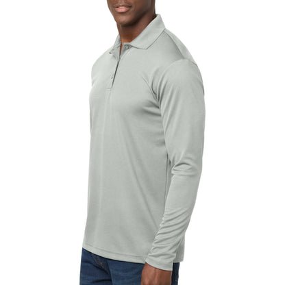 Sport-Tek ST640LS custom polo in silver, left side view