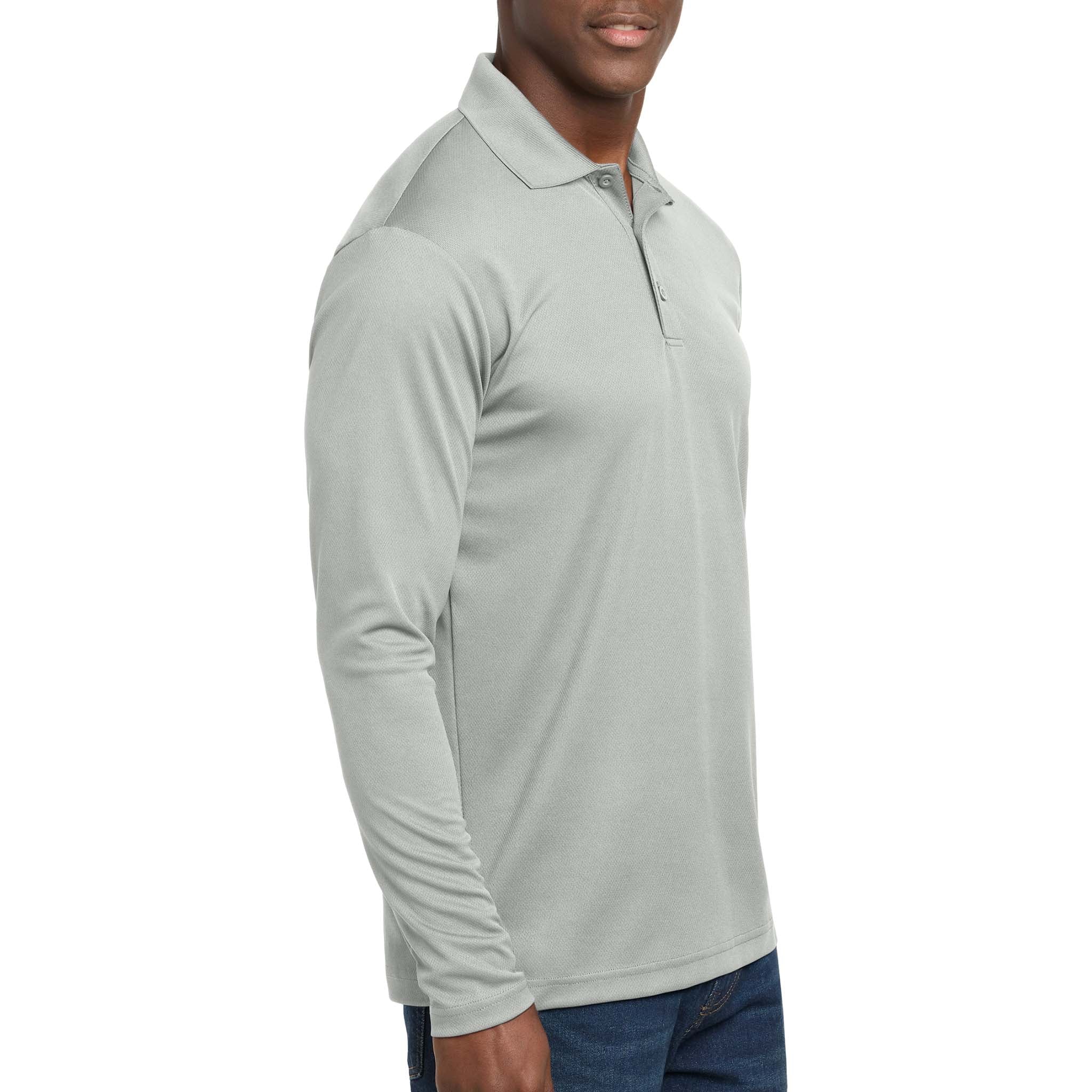 Sport-Tek ST640LS custom polo in silver, right side view