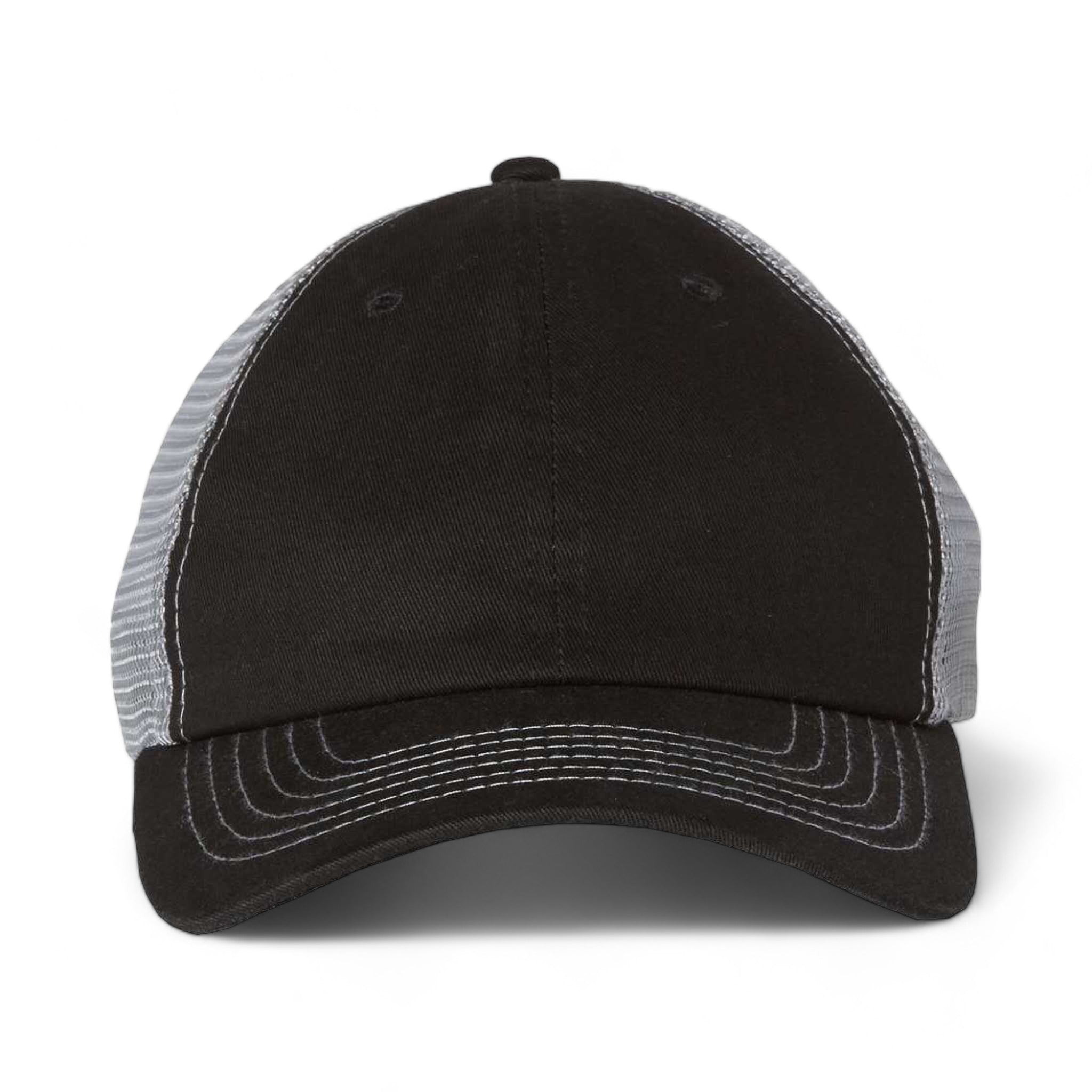 Front view of Sportsman 3100 custom hat in black and grey