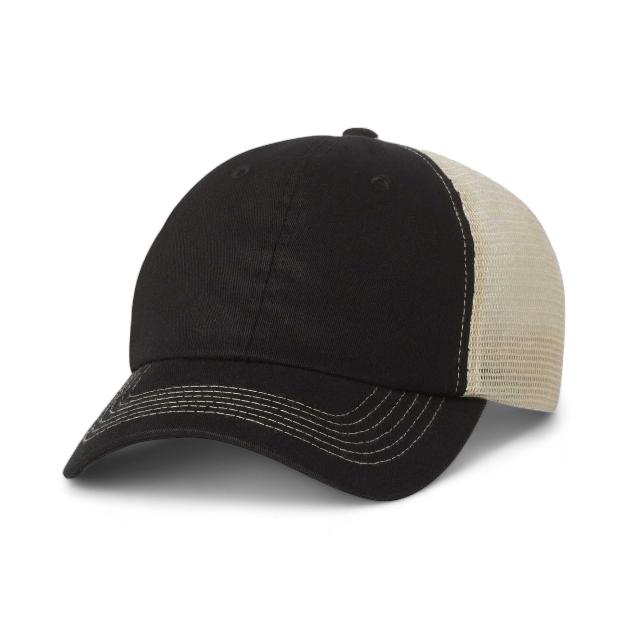 Front view of Sportsman 3100 custom hat in black and stone