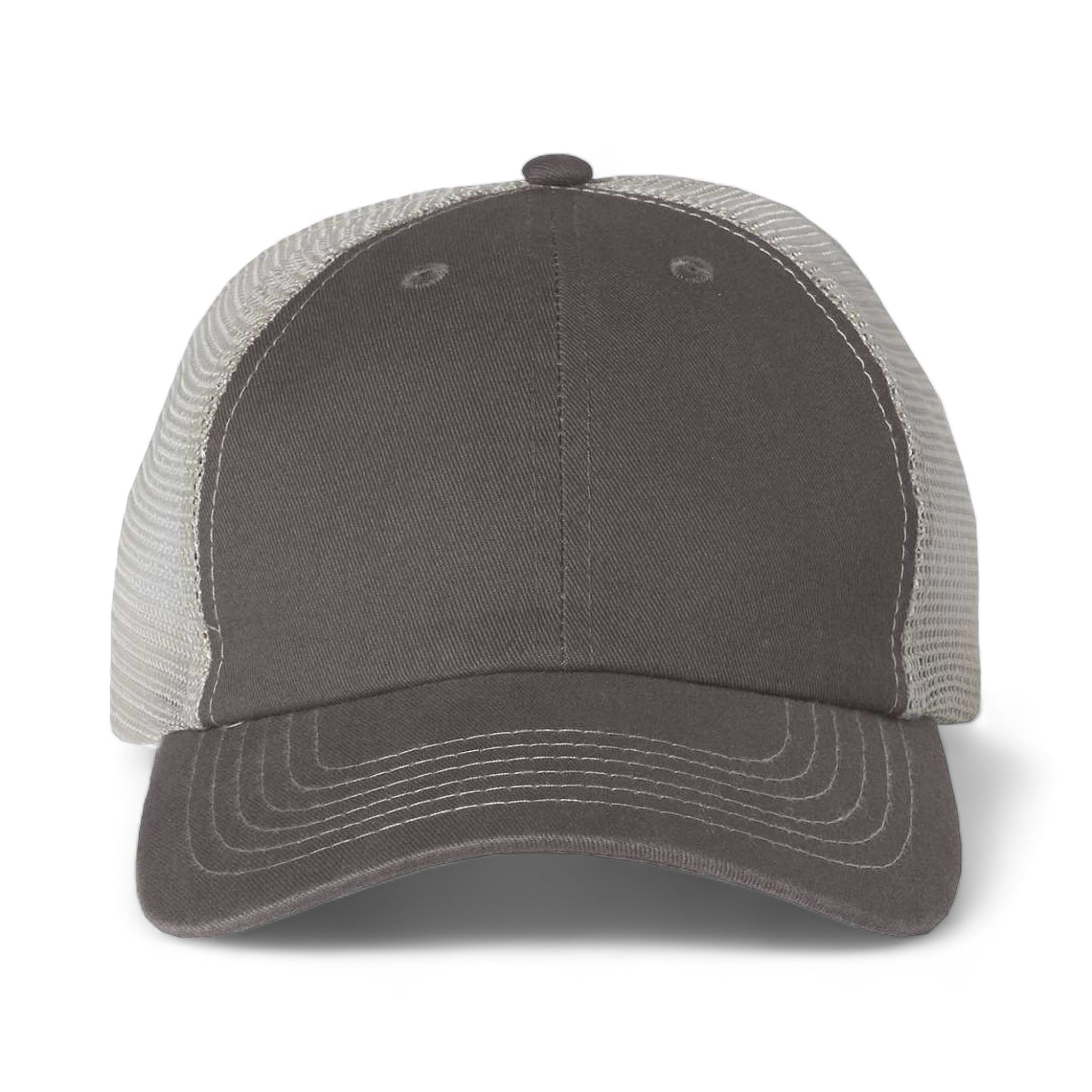 Front view of Sportsman 3100 custom hat in charcoal and stone
