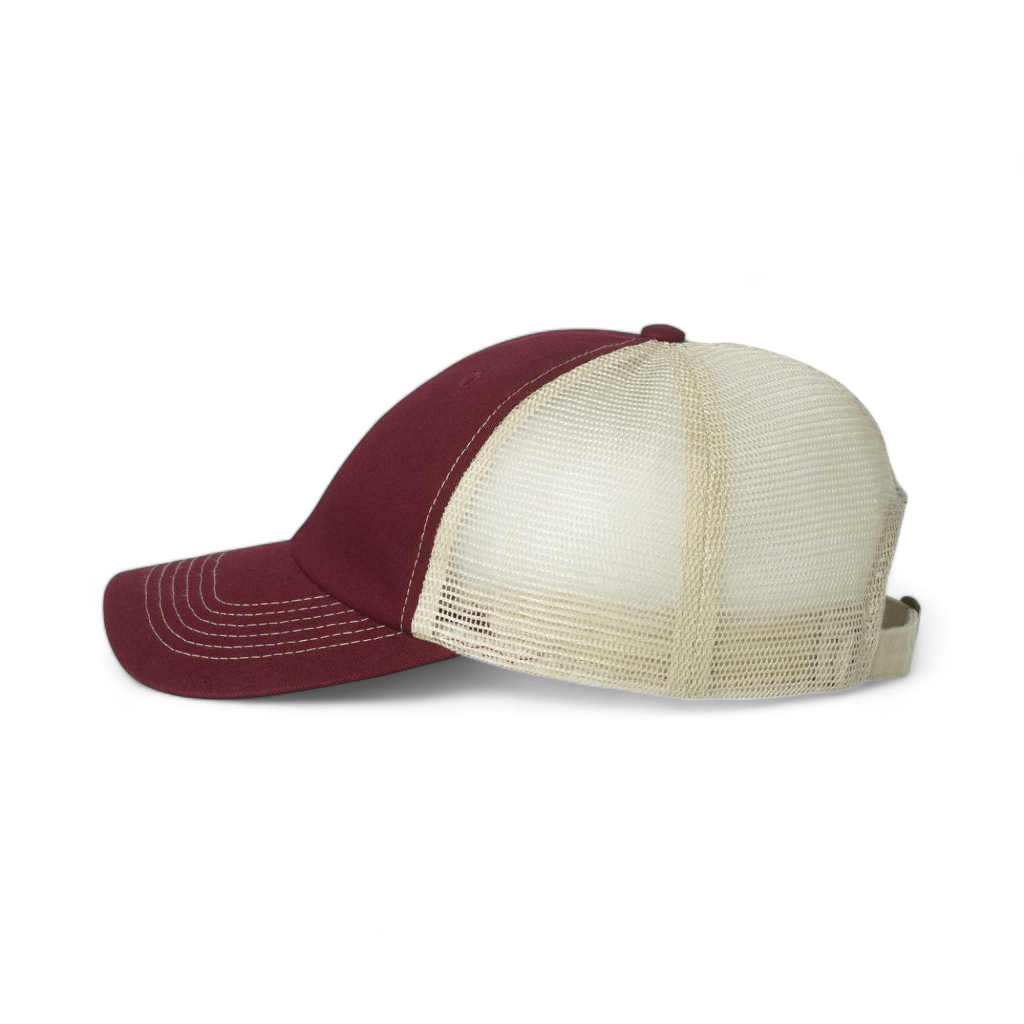 Side view of Sportsman 3100 custom hat in maroon and stone