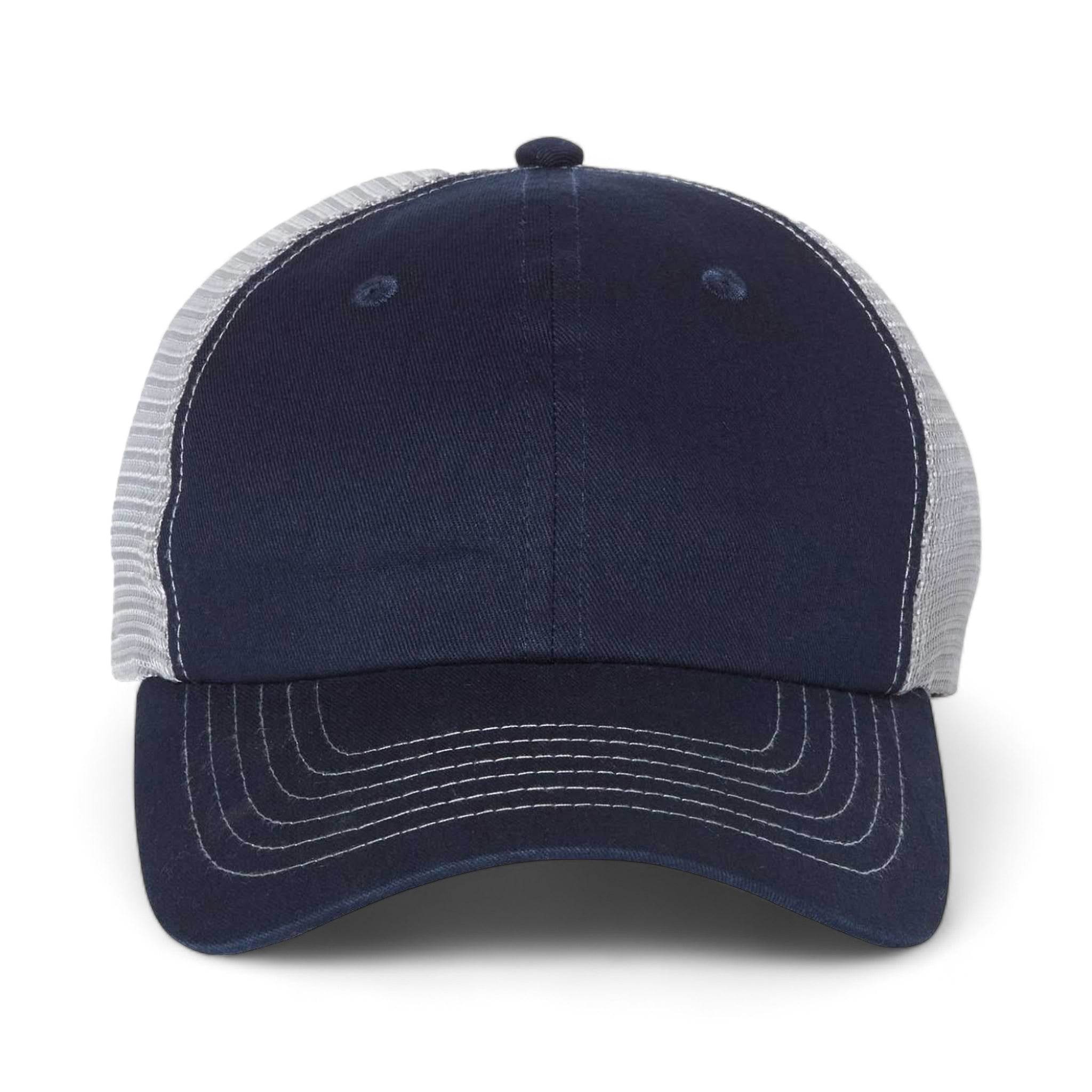 Front view of Sportsman 3100 custom hat in navy and grey