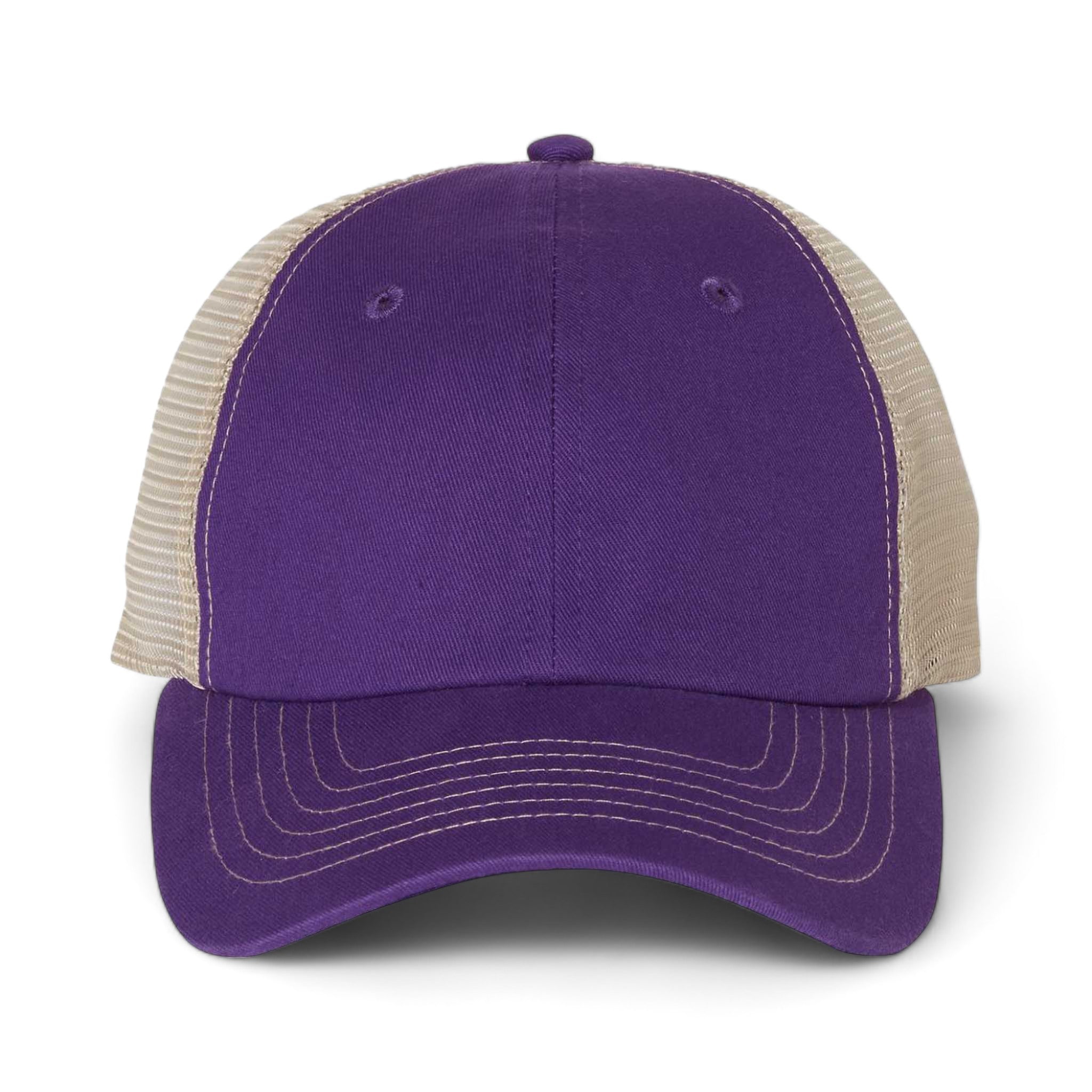 Front view of Sportsman 3100 custom hat in purple and stone