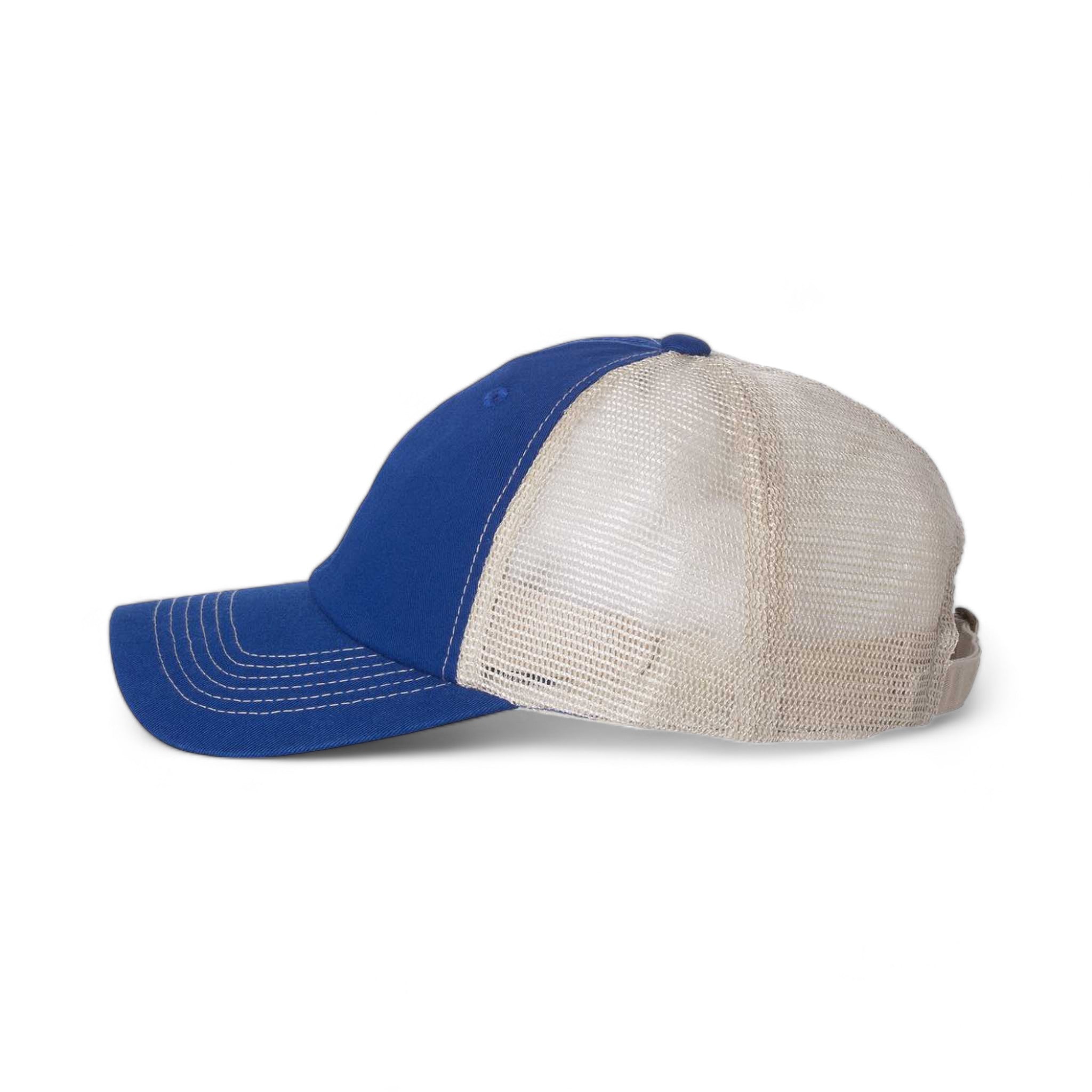 Side view of Sportsman 3100 custom hat in royal and stone