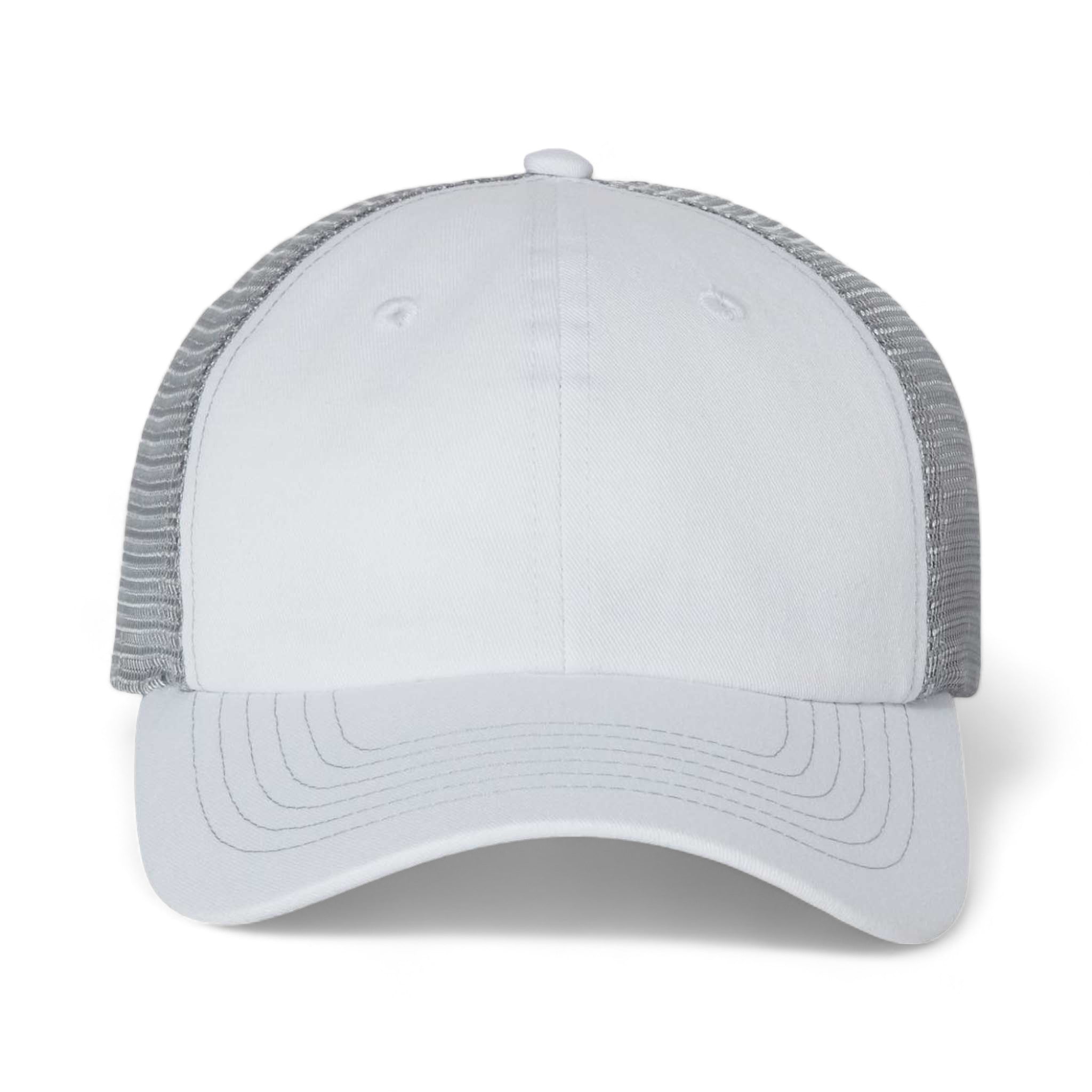 Front view of Sportsman 3100 custom hat in white and grey