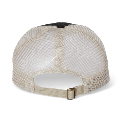 Back view of Sportsman 3100 custom hat in black, camo and stone