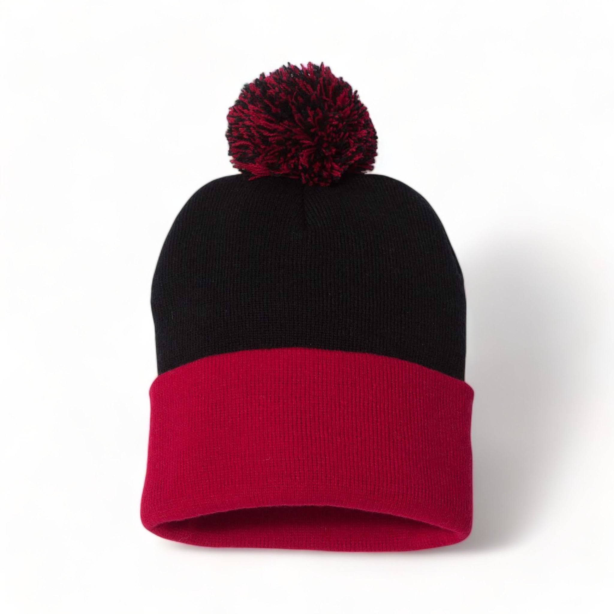 Sportsman SP15 custom beanie in black and red