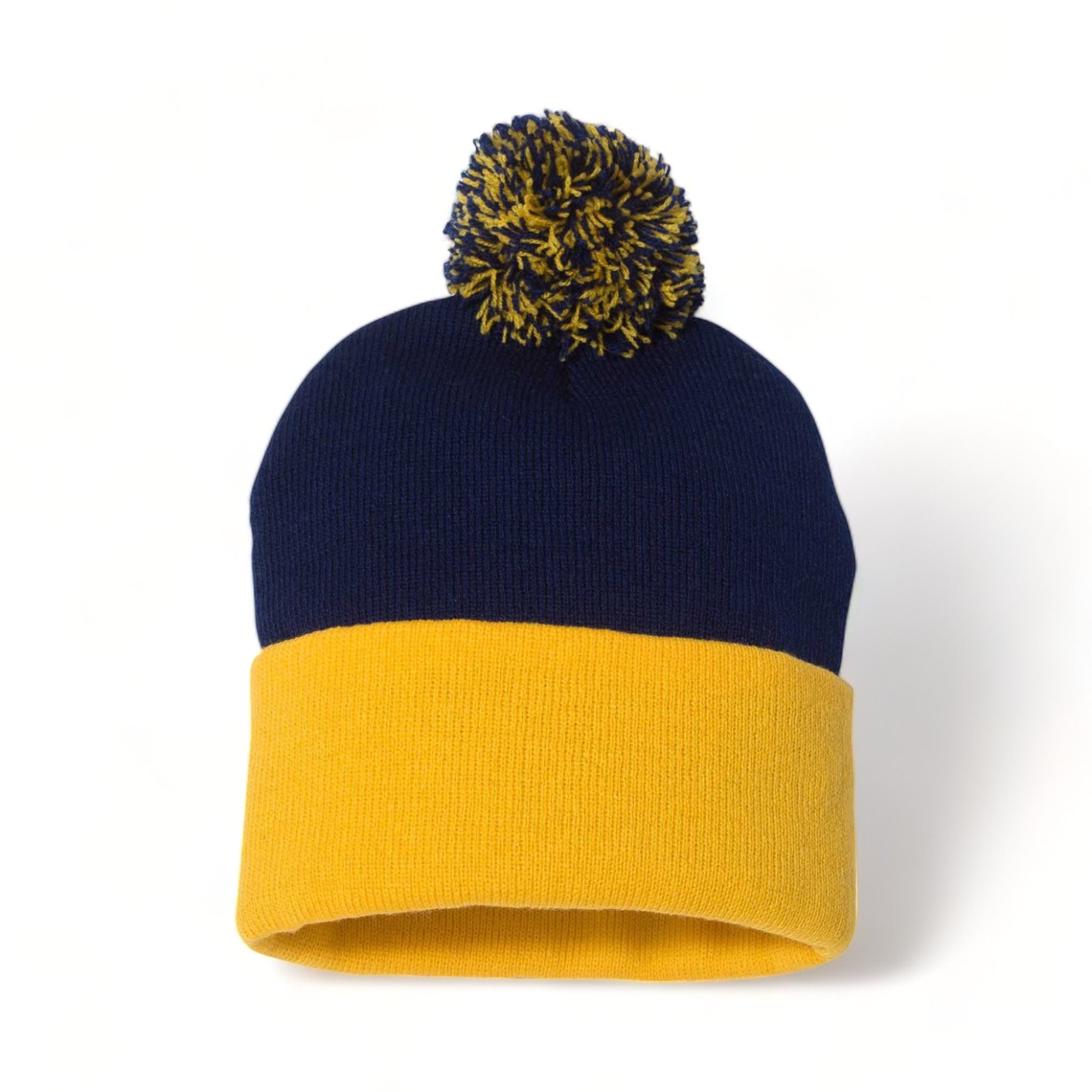 Sportsman SP15 custom beanie in navy and gold