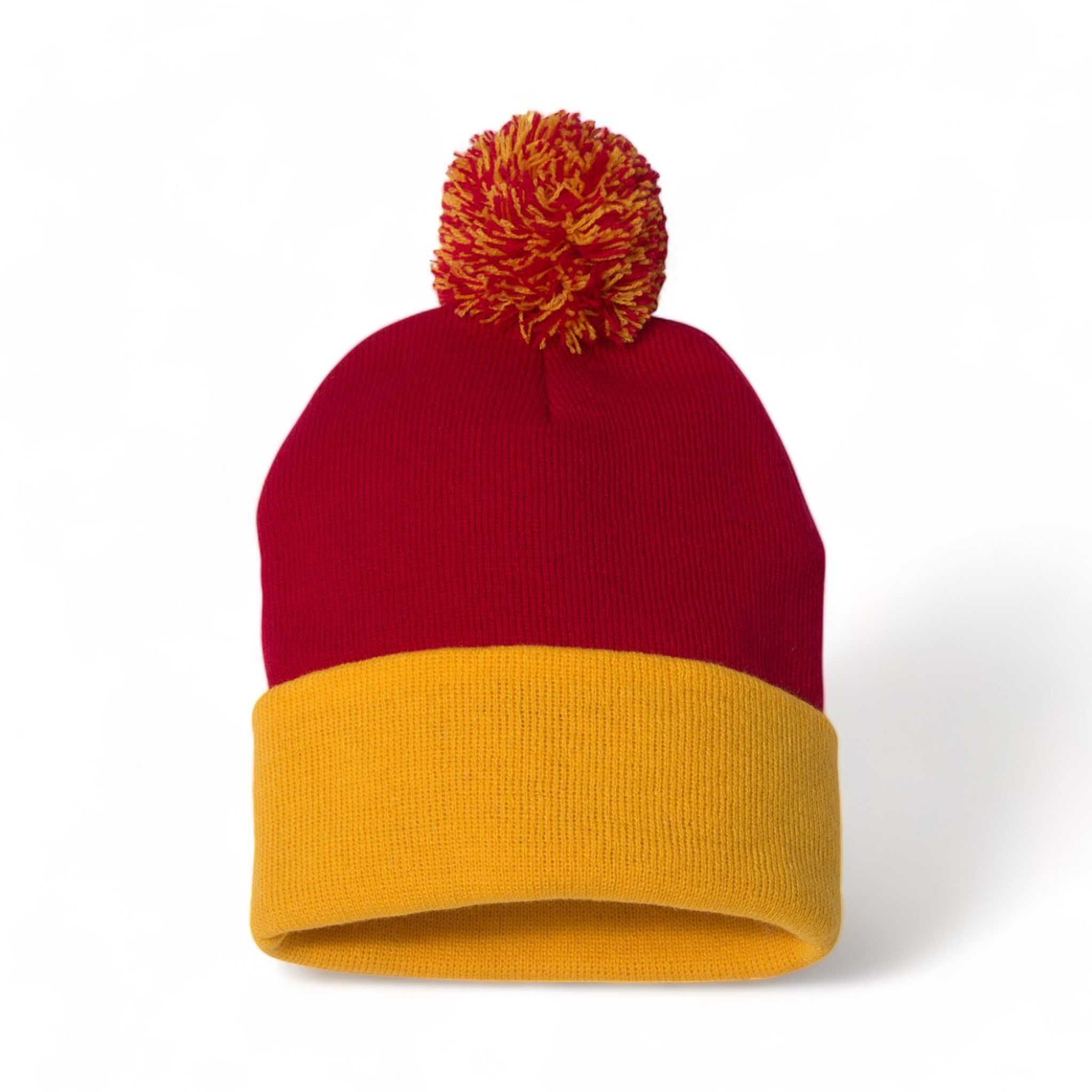 Sportsman SP15 custom beanie in red and gold