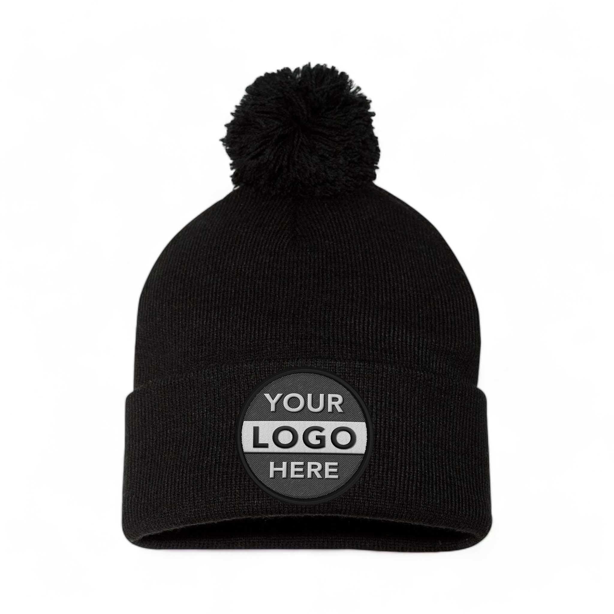 Sportsman SP15 custom embroidered patch beanie in black