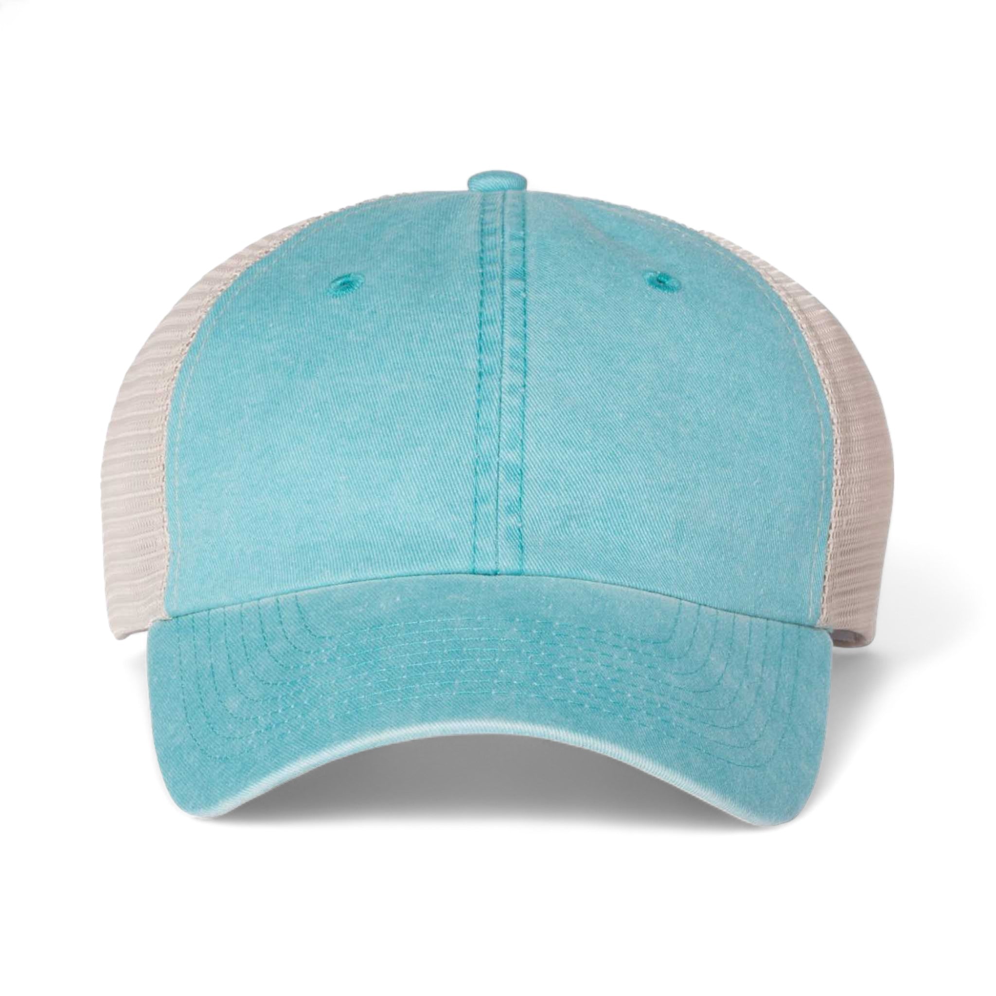 Front view of Sportsman SP510 custom hat in aqua and stone