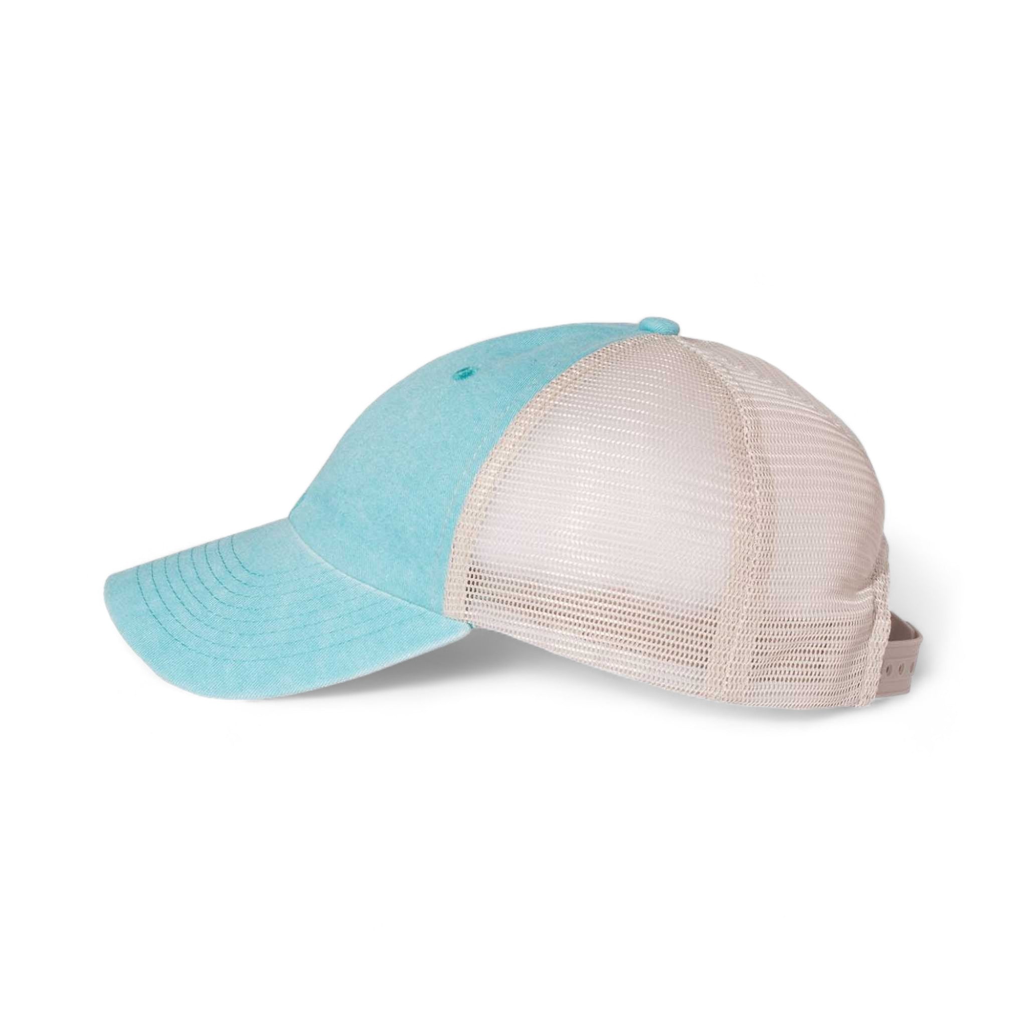 Side view of Sportsman SP510 custom hat in aqua and stone