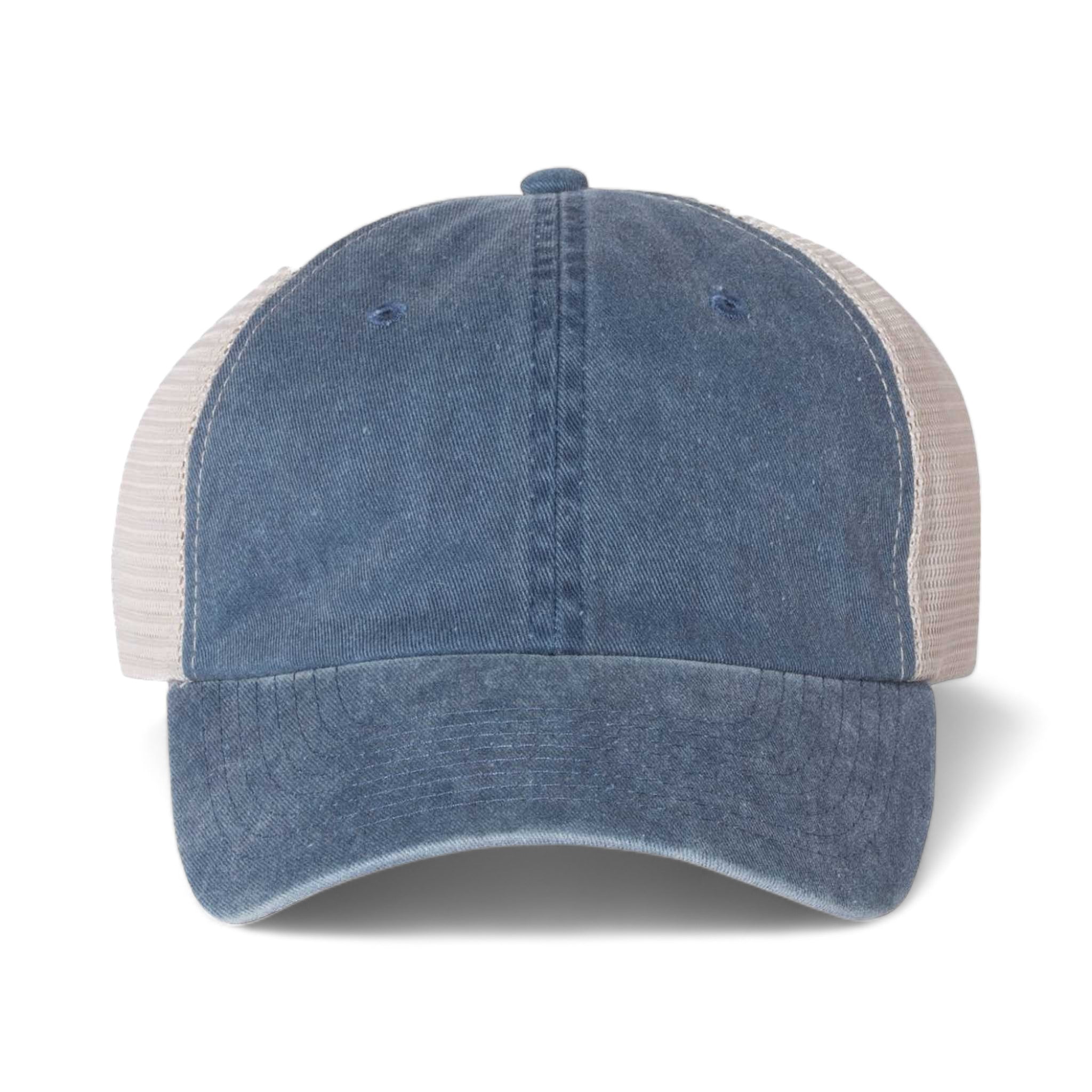 Front view of Sportsman SP510 custom hat in navy and stone