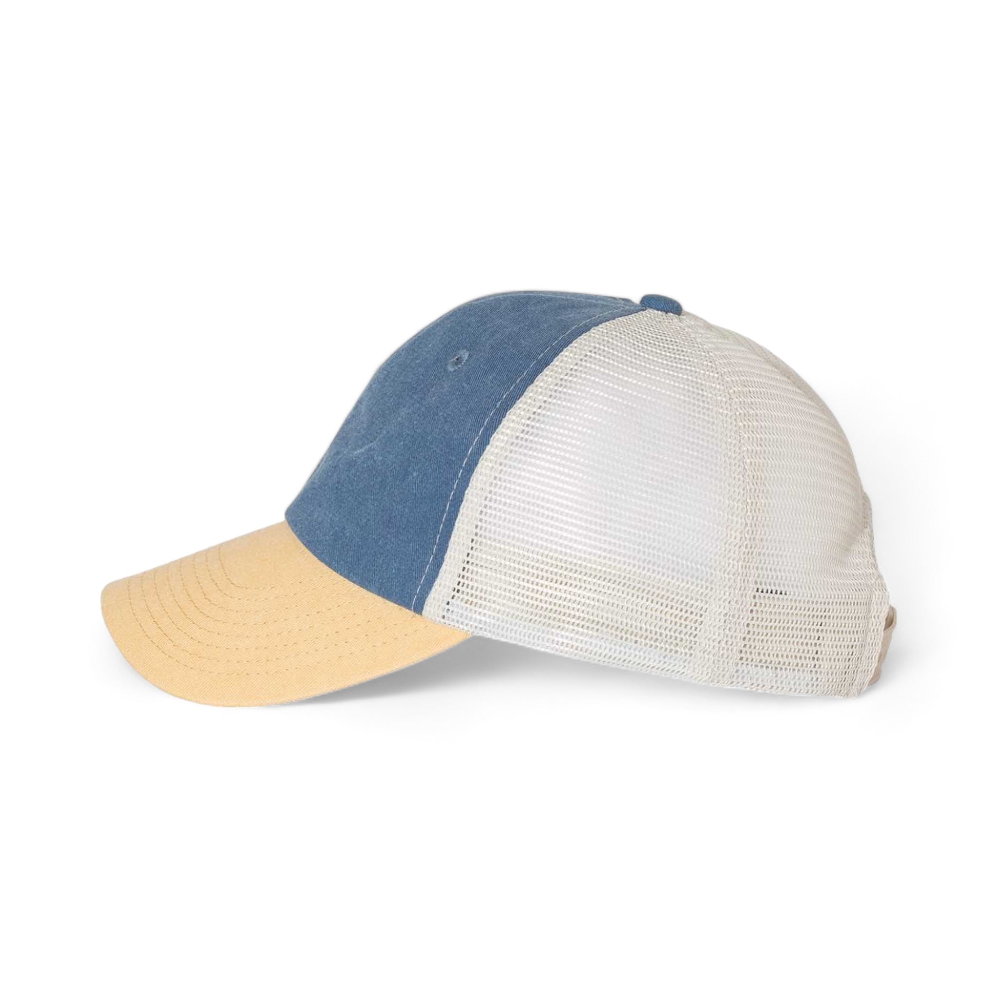 Side view of Sportsman SP510 custom hat in royal, mustard and stone