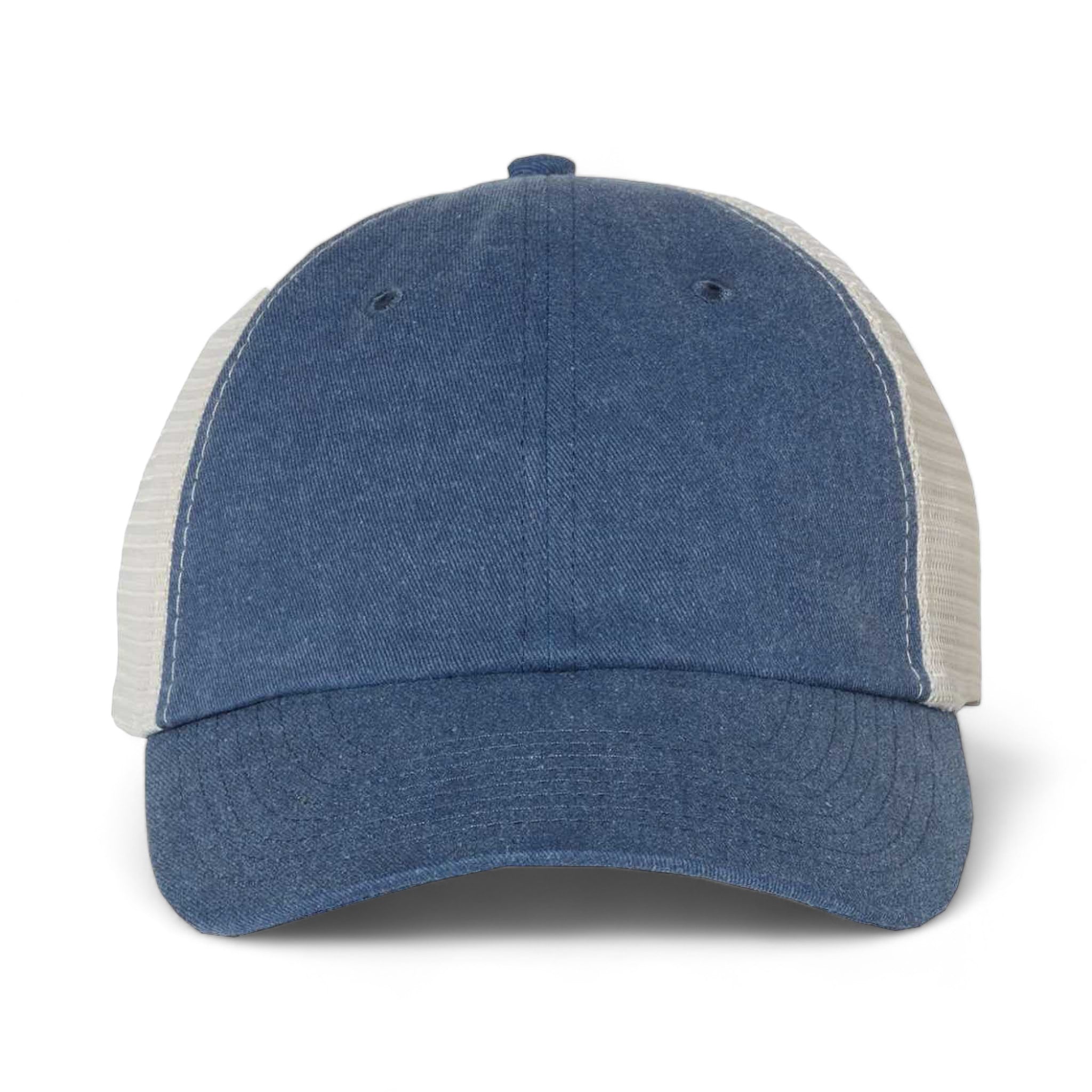 Front view of Sportsman SP510 custom hat in royal and stone