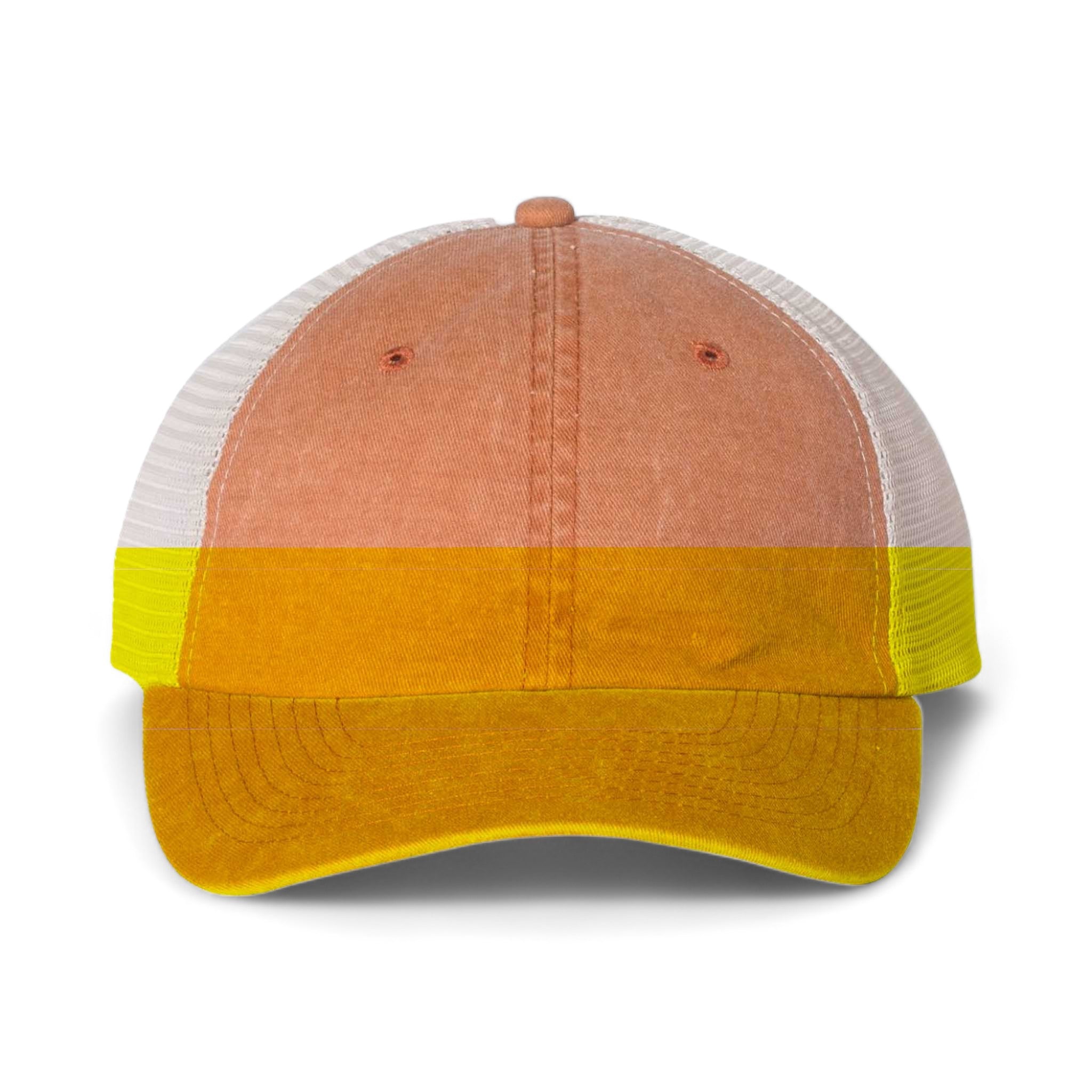 Front view of Sportsman SP510 custom hat in texas orange and stone