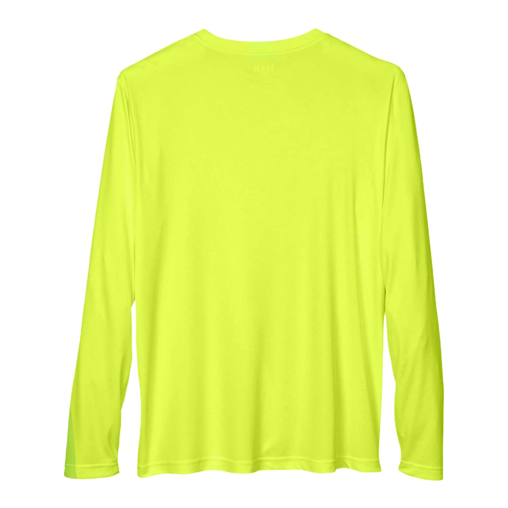Team 365 TT11L custom long sleeve t-shirt in safety yellow, back view