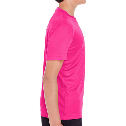 Team 365 TT11Y custom short sleeve t-shirt in bright magenta, right side view