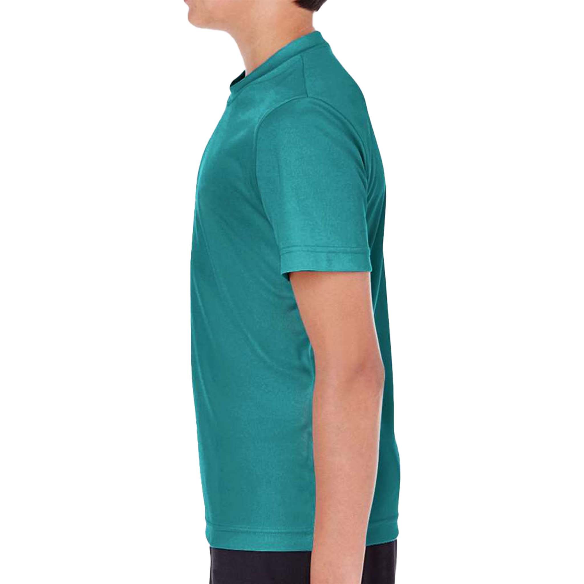 Team 365 TT11Y custom short sleeve t-shirt in clear teal, left side view