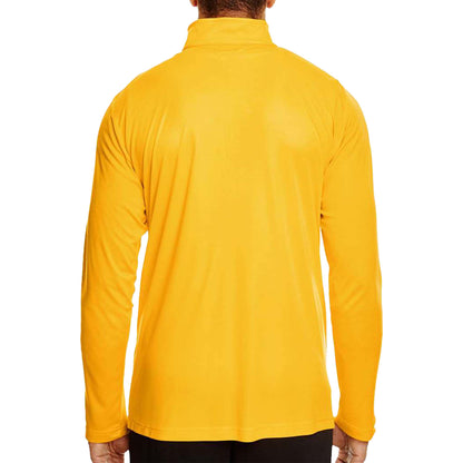 Team 365 TT31 custom quarter-zip in sport athletic gold, back view
