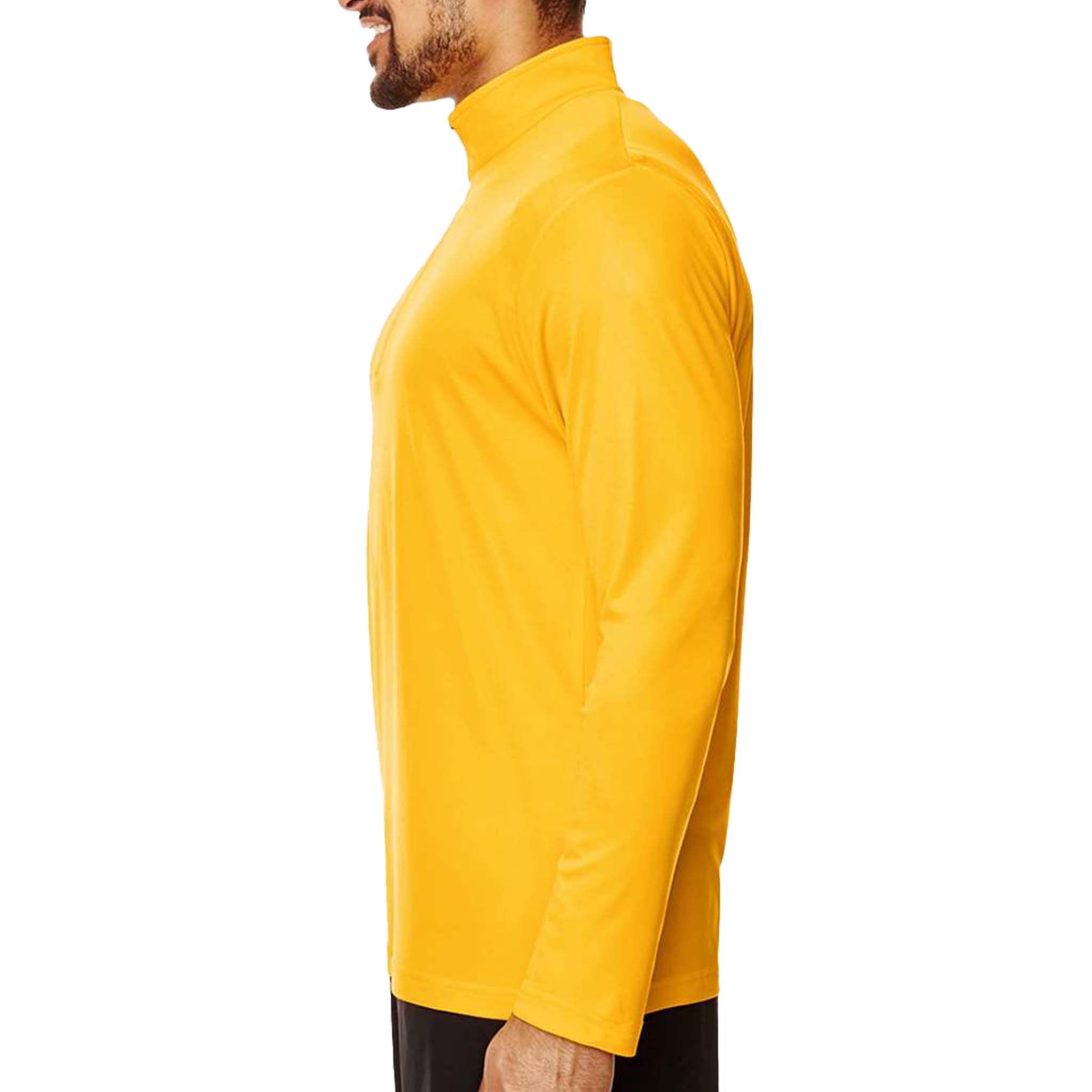 Team 365 TT31 custom quarter-zip in sport athletic gold, left side view