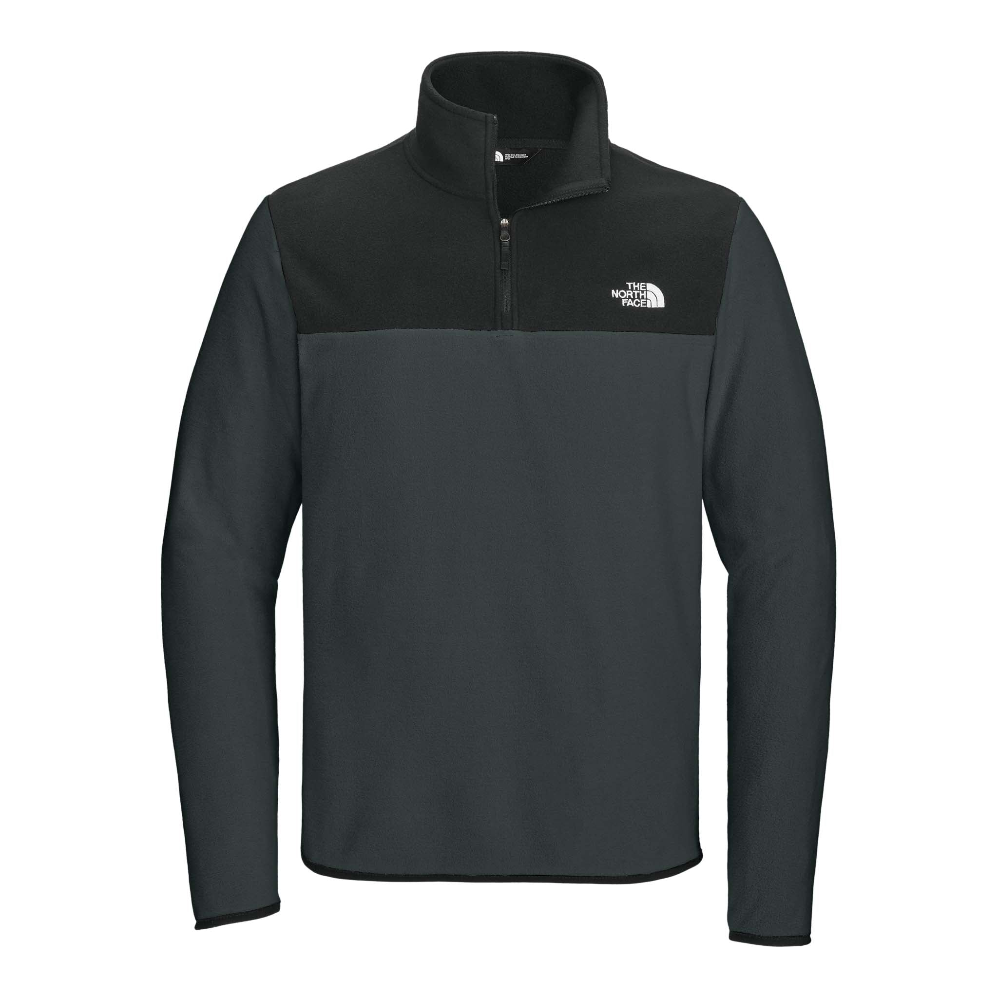 The North Face NF0A7V4L custom quarter-zip in asphalt grey and  tnf black, front view