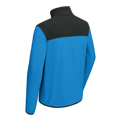 The North Face NF0A7V4L custom quarter-zip in hero blue and  tnf black, back view